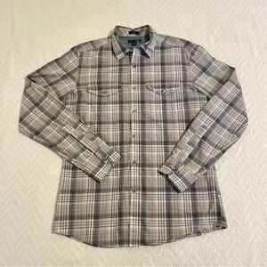 Men's Plaid Long Sleeve Shirt Long Sleeve Dobby Western Shirt Size Small